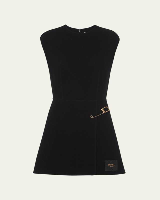 Washed Twill Safety-Pin Mini Dress